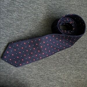 Brooks Brothers Tie Navy Red Floral Silk Linen